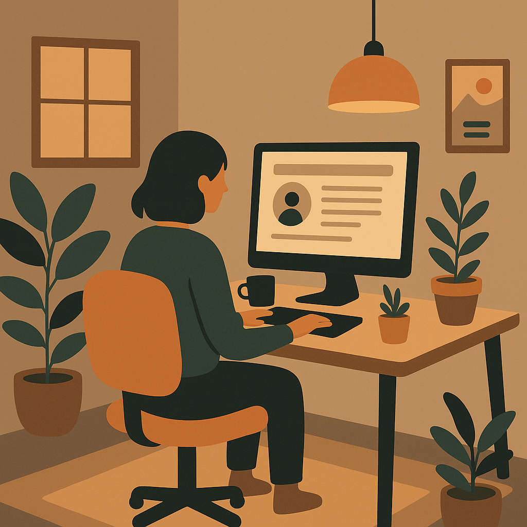 introvert working on a side hustle in a nice quit atmoshere at home